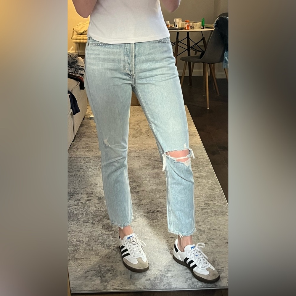 Agolde Light Blue Riley Crop Jeans